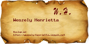 Weszely Henrietta névjegykártya